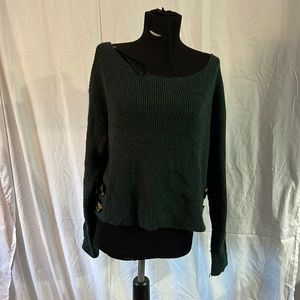 Forever 21 dark green sweater size small big button detail